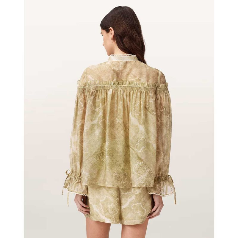 AllSaints Delphine Relaxed Fit Gathered Shirt image number 1